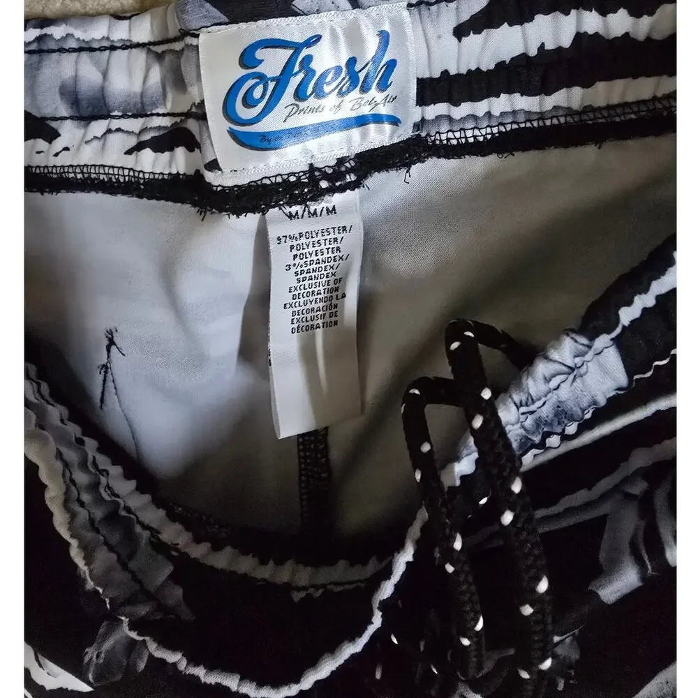 Fresh Prints of Bel-Air Men's M Rose Floral Stretch Twill Shorts Black NWT NEW